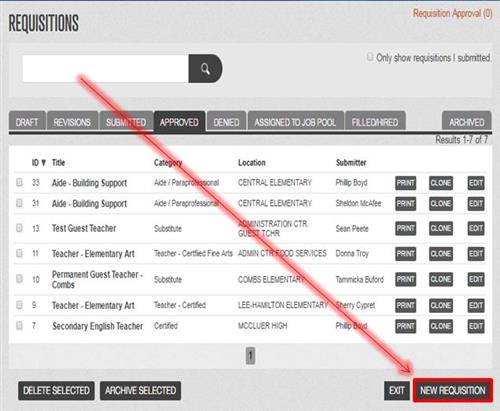 Requisition Screen 